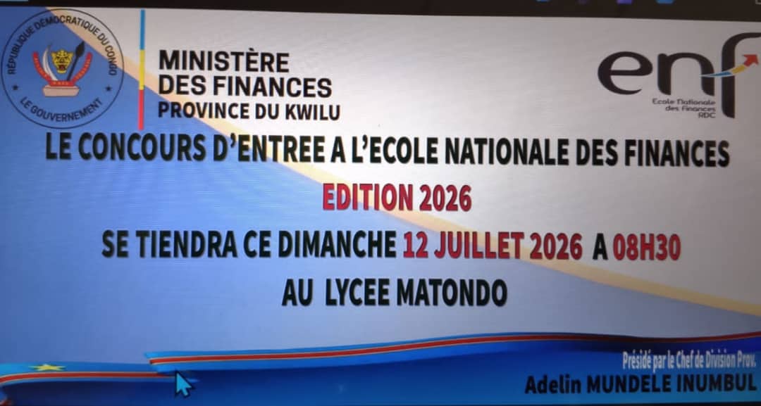 Kwilu : la Division provinciale des Finances confirme la tenue du concours d'entrée à l'École Nationale des Finances ce dimanche