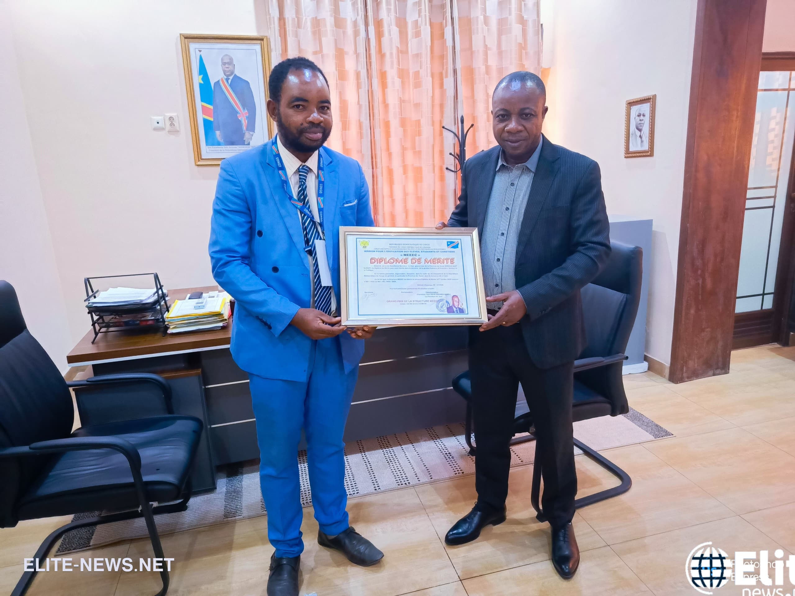 Kasaï : le vice-gouverneur Djoley Bokele honoré par un diplôme de mérite pour son engagement en faveur de la jeunesse et de la cohésion provinciale
