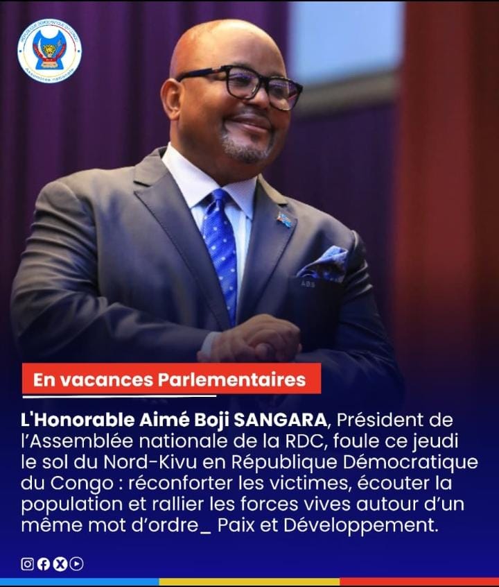RDC : Aimé Boji président de l'Assemblée nationale attendu au Nord-Kivu en vacances parlementaires