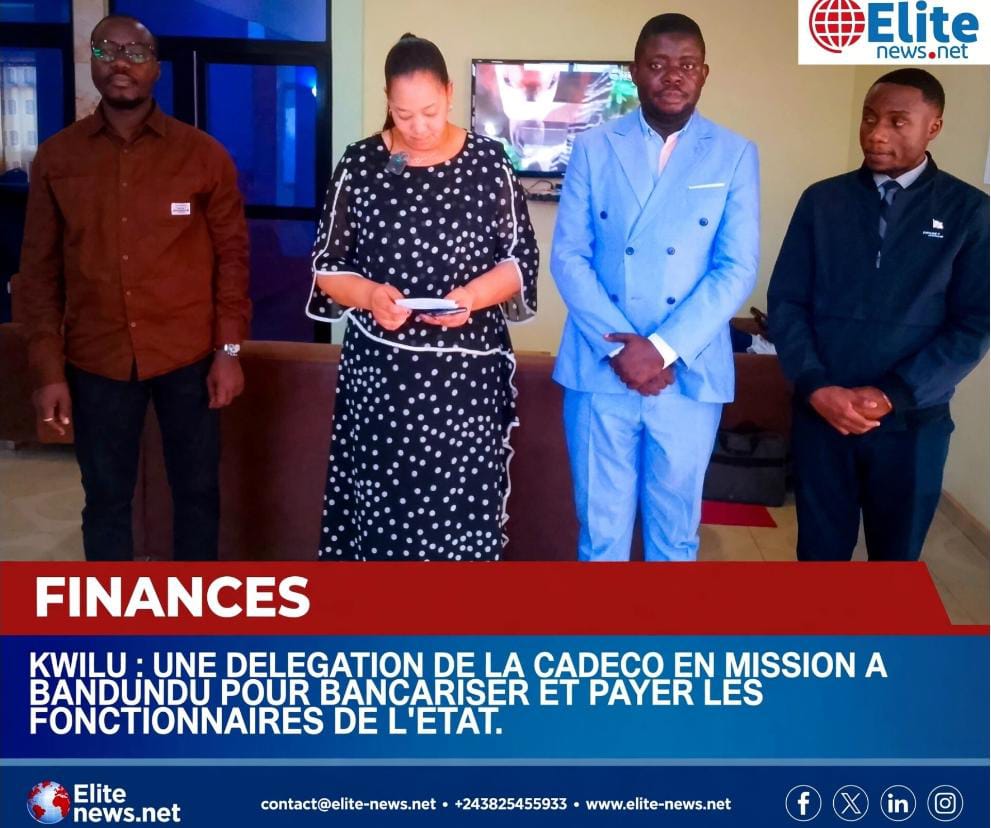 Kwilu : une délégation de la CADECO en  mission à Bandundu, pour bancariser et payer les agents de l'État